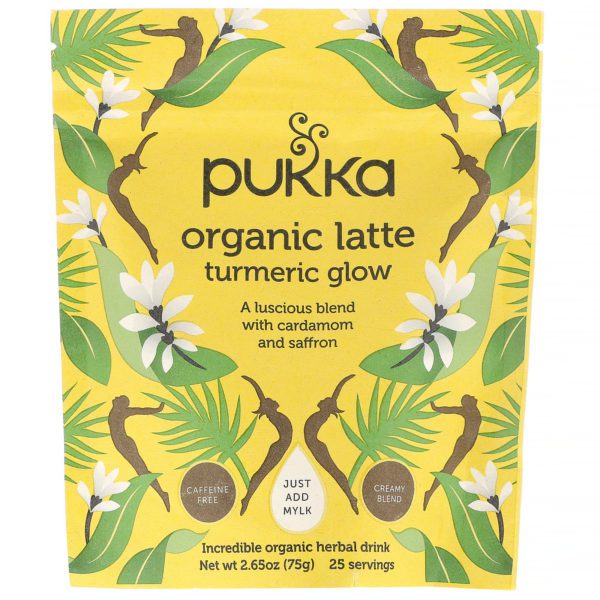 Pukka Herbs, Latte orgánico con brillo de cúrcuma, sin cafeína, 75 g (2,65 oz)