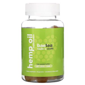 Baebody, BaeTea, Hemp Oil Multivitamin, Strawberry & Pina Colada, 60 Gummies