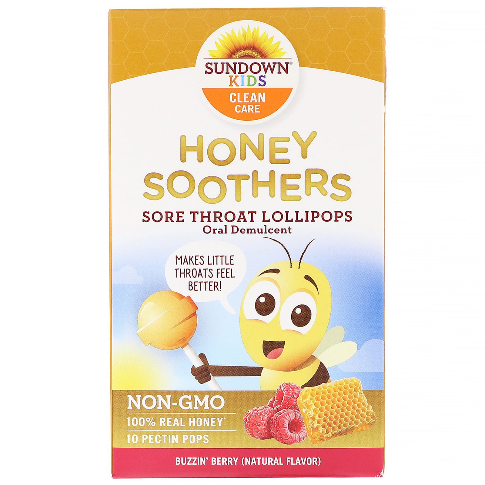 Sundown Naturals Kids, Honey Soothers, Sore Throat Lollipops, Buzzin ...