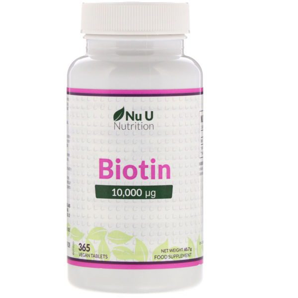 Nu U Nutrition, Biotina, 10.000 µp, 365 comprimidos veganos