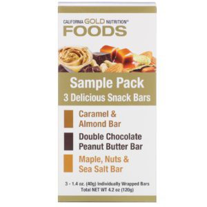 California Gold Nutrition, Foods, Paquete de barritas de degustación, 3 barritas, 40 g (1,4 oz) cada uno