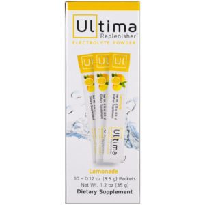 Ultima Replenisher, Polvo reestablecedor de electrolitos Ultima, Limonada, 10 empaques, 0,12 oz (3,5 g) cada uno