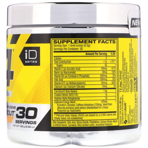 Cellucor, C4 explosivo original, preentrenamiento, naranja intensa, 6,88 oz (195 g) - Imagen 2