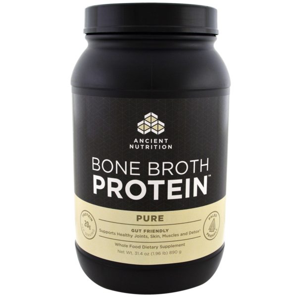 Dr. Axe / Ancient Nutrition, Proteína de caldo de hueso, pura, 31.4 oz (890 g)