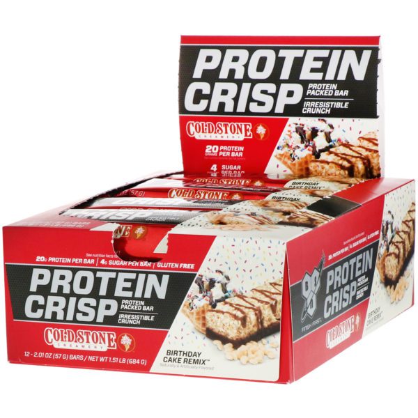 BSN, Protein Crisp, Remix pastel de cumpleaños, 12 barritas, 2.01 oz (57 g) cada una