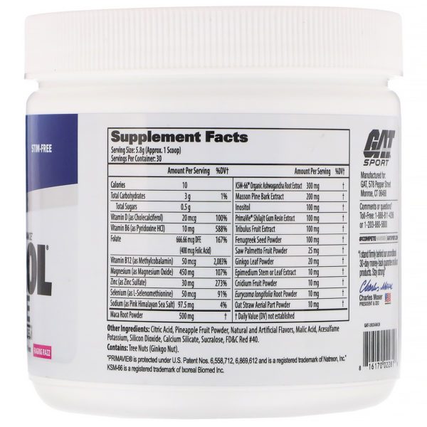 GAT, Testrol Elite, Testosterone Booster, Raging Razz, 6.1 oz (174 g) - Imagen 2