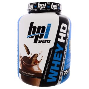 BPI Sports, Whey HD, Proteína de suero en polvo de alta calidad, Galletas de chocolate, 4.2 lbs (1,900 g)