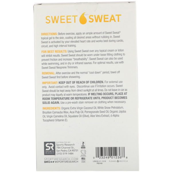 Sports Research, Sweet Sweat Workout Enhancer, Coconut, 20 Travel Packets, 0.53 oz (15 g) Each - Imagen 2