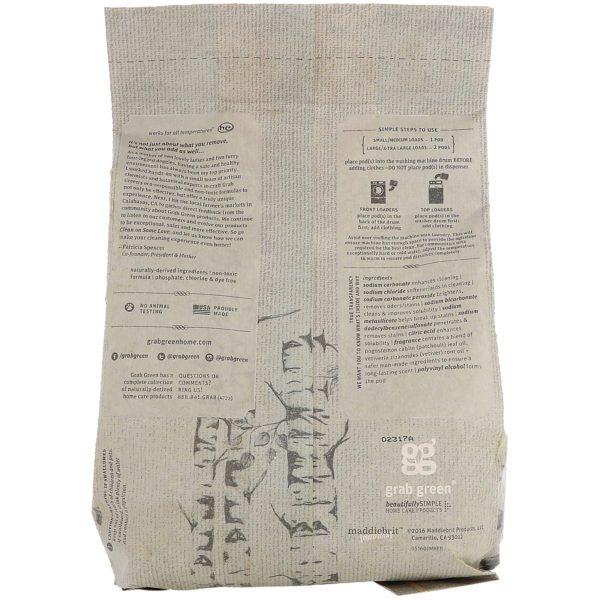 Grab Green, Stoneworks, cápsulas de detergente para ropa, rama de abedul, 50 cargas, 1.65 lbs (750 g) - Imagen 2
