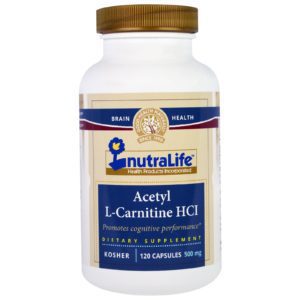 NutraLife, Acetilo L-carnitina HCl, 500 mg, 120 cápsulas
