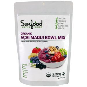 Sunfood, Mezcla orgánica para bol con asaí y maqui, 170 g (6 oz)