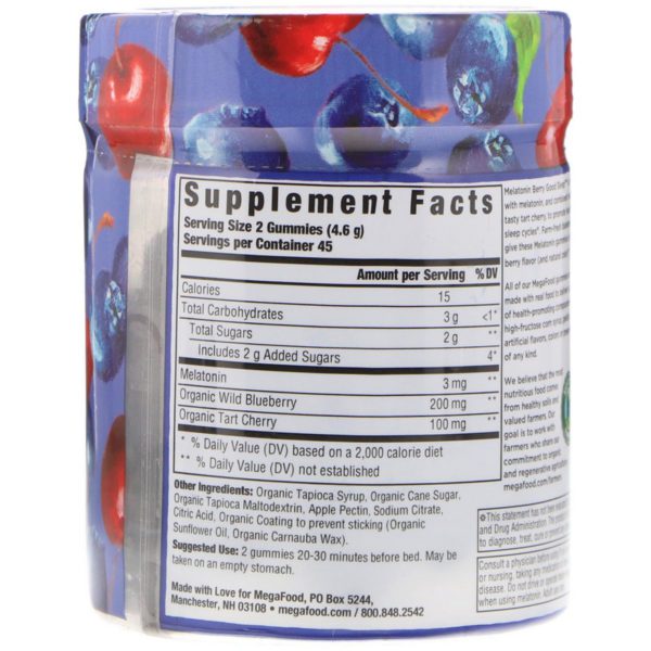 MegaFood, Melatonin, Berry Good Sleep, Berry, 3 mg , 90 Gummies - Imagen 2