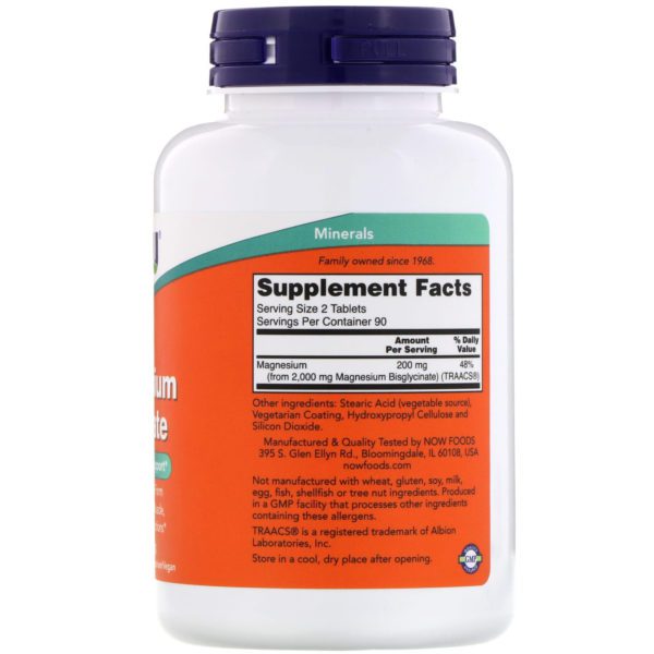 Now Foods, Magnesium Glycinate, 180 Tablets - Imagen 2