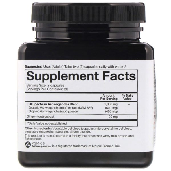 Youtheory, Ashwagandha, 1,000 mg, 60 Vegetarian Capsules - Imagen 2