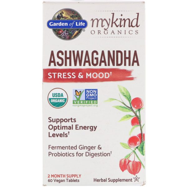 Garden of Life, MyKind Organics, ashwagandha, estrés y estado de ánimo, 60 tabletas veganas