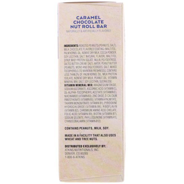 Atkins, Barra de panecillo de chocolate, caramelo y frutos secos, 5 barras, 1.55 oz (44 g) cada una - Imagen 3