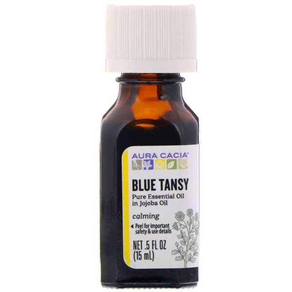 Aura Cacia, Aceite esencial puro en aceite de jojoba, tanaceto azul, 15 ml (0,5 oz. líq.)