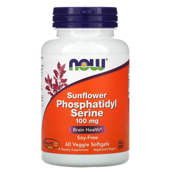 Now Foods, Fosfatidilserina de girasol, 100 mg, 60 cápsulas blandas vegetales