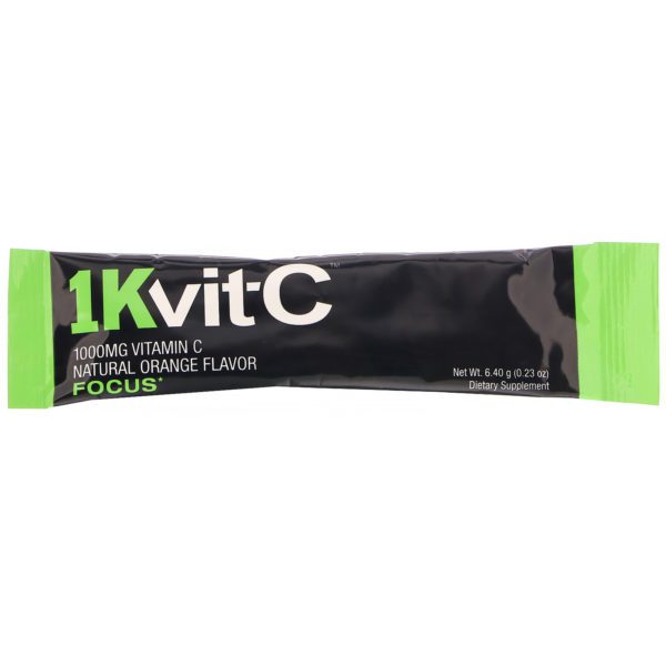 1Kvit-C, Vitamina C, Concentración, Mezcla para bebida efervescente, Sabor natural a naranja, 1000 mg, 30 sobres, 6,40 g (0,23 oz) cada uno - Imagen 3