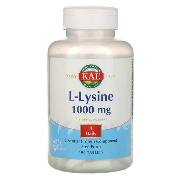KAL, L-Lysine, 1,000 mg, 100 Tablets