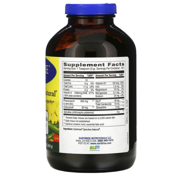 Earthrise, Espirulina natural en polvo, 16 oz (454 g) - Imagen 2