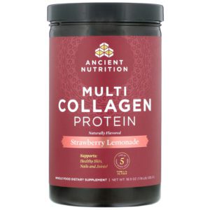 Dr. Axe / Ancient Nutrition, Multi Collagen Protein, Strawberry Lemonade, 1.18 lbs (535.5  g)