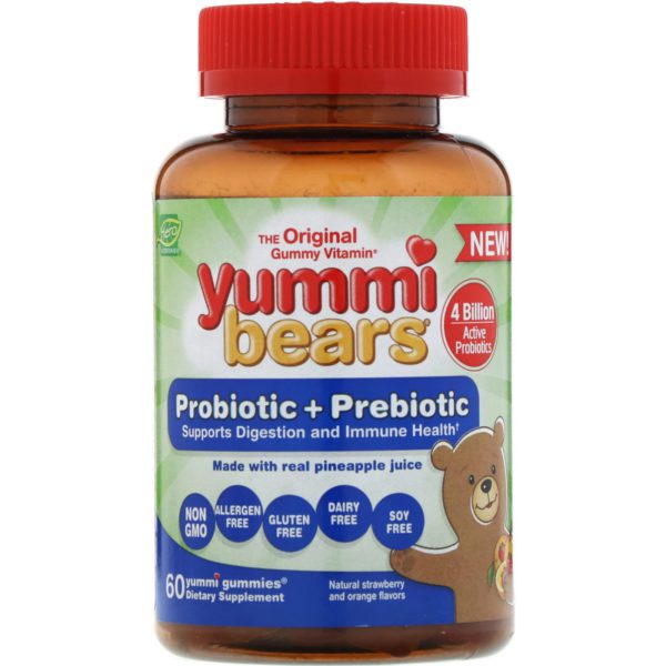 Hero Nutritional Products, Yummi Bears, probióticos y prebióticos, sabor a fresa y naranja natural, 60 gomitas deliciosas - Imagen 3