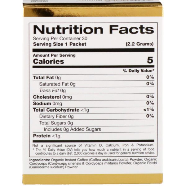 California Gold Nutrition, CaféCeps, Café instantáneo orgánico con polvo de hongos Cordyceps y reishi, 30 sobres, 2,2 g (0,077 oz) cada uno - Imagen 2