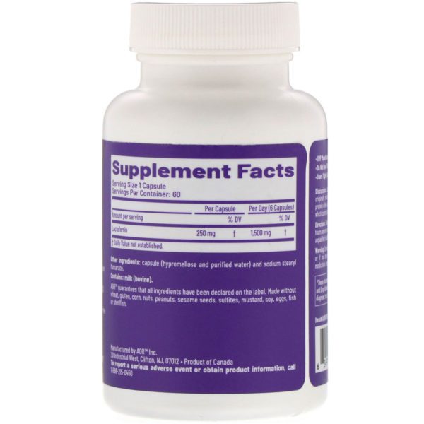Advanced Orthomolecular Research AOR, Lactoferrina-250, 60 cápsulas vegetarianas - Imagen 2