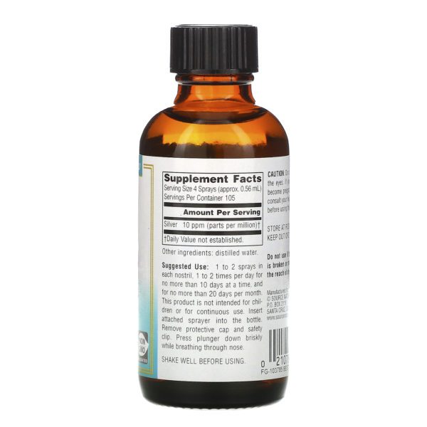 Source Naturals, Wellness Colloidal Silver, Spray nasal con plata coloidal, 10 ppm, 59,14 ml (2 oz. líq.) - Imagen 2