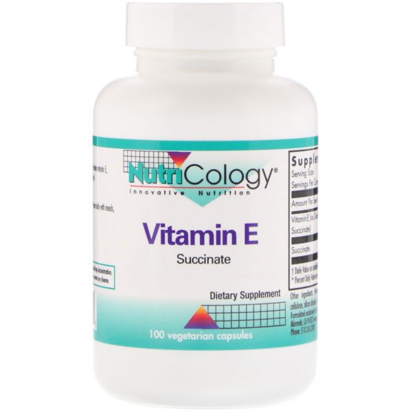 Nutricology, Vitamina E, Succinato, 100 cápsulas vegetales