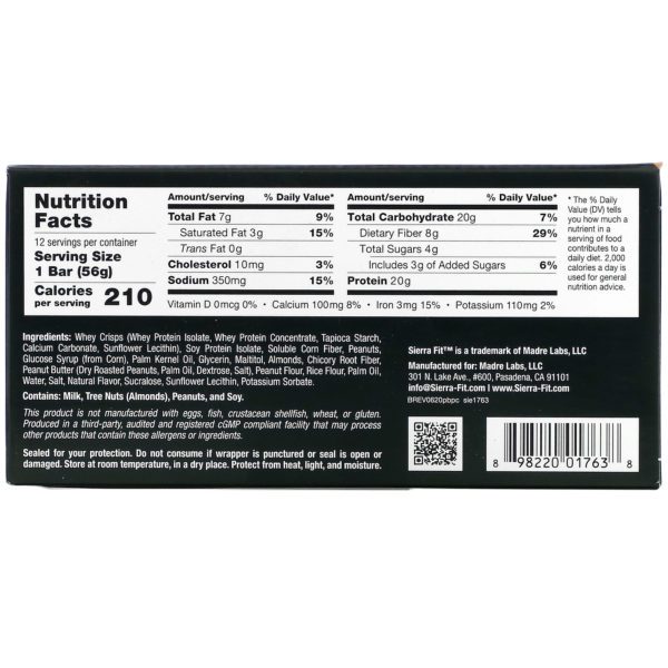 Sierra Fit, Protein Crisps, Peanut Butter, 12 Bars, (56 g) Each - Imagen 3
