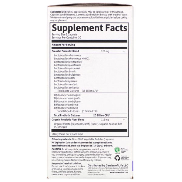 Garden of Life, Dr. Formulated Probiotics, Once Daily Prenatal, 30 Vegetarian Capsules - Imagen 2