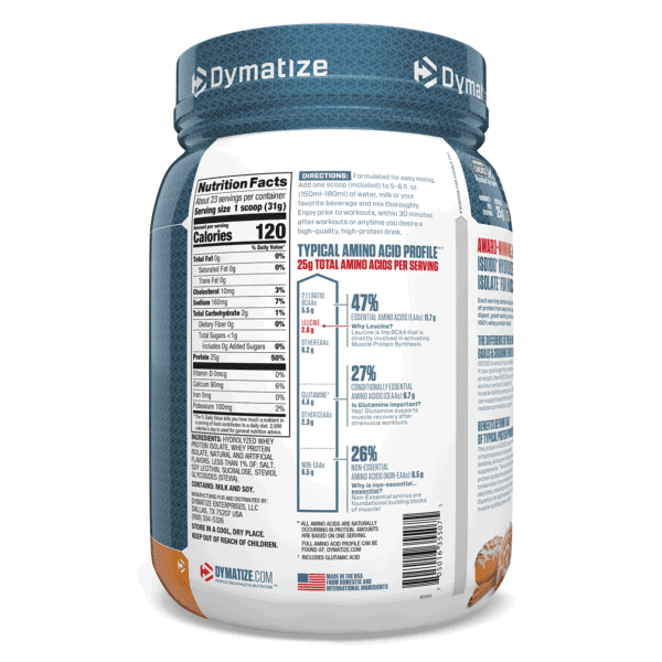 Dymatize Nutrition, ISO 100 Hydrolyzed, 100% Whey Protein Isolate, Cinnamon Bun, 25.6 oz (725 g) - Imagen 2