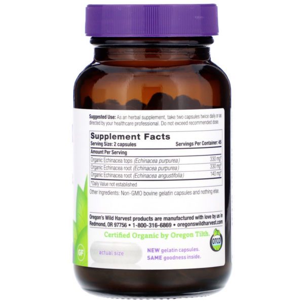 Oregon's Wild Harvest, Echinacea, 90 Gelatin Capsules - Imagen 2