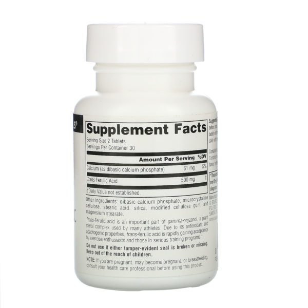 Source Naturals, Suplemento alimentario para atletas, Ácido trans-ferúlico, 250 mg, 60 comprimidos - Imagen 2