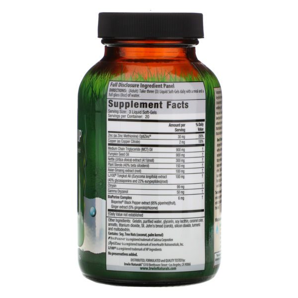 Irwin Naturals, Testosterone UP, 60 Pastillas Blandas de Gel Líquidas - Imagen 2