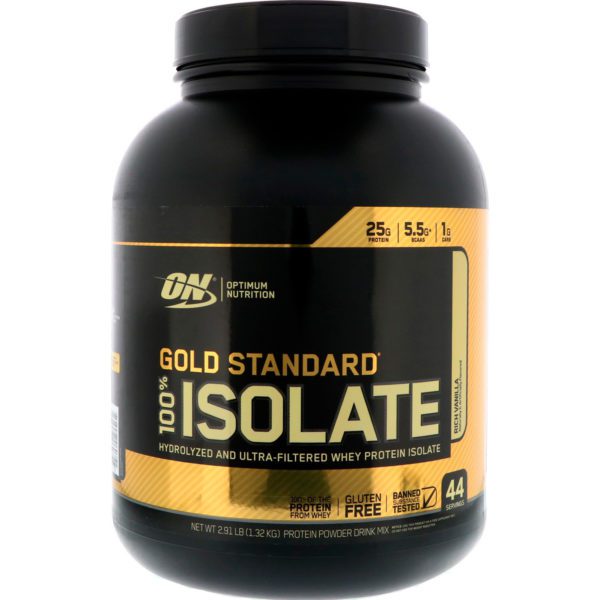 Optimum Nutrition, Gold Standard 100% Isolate, Rich Vanilla, 2.91 lbs (1.32 kg)