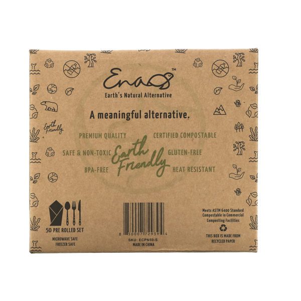 Earth's Natural Alternative, Compostable Pre Rolled Napkins with Knife, Fork and Spoon, 50 Rolls - Imagen 2