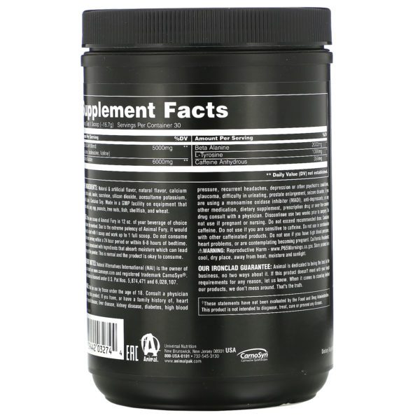 Universal Nutrition, Animal Fury, Lemonade, 1.1 lb (501 g) - Imagen 3