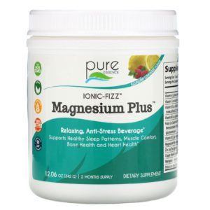 Pure Essence, Ionic-Fizz, Magnesium Plus, Suplemento de magnesio, Frambuesa y limonada, 342 g (12,06 oz)