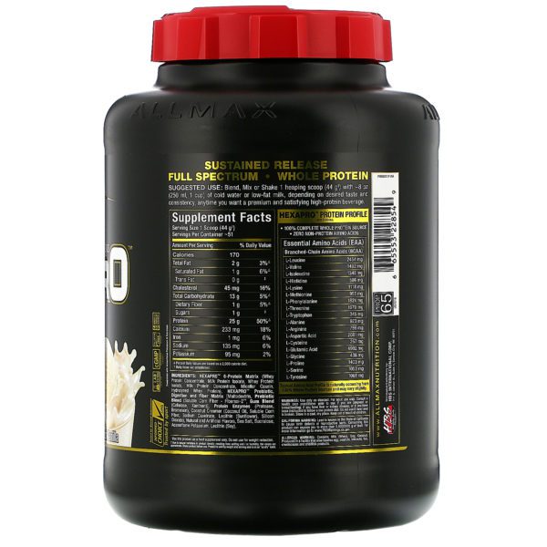 ALLMAX Nutrition, Hexapro, Mezcla de 6 proteínas ultraprémium, Vainilla francesa, 2,27 kg (5 lb) - Imagen 2