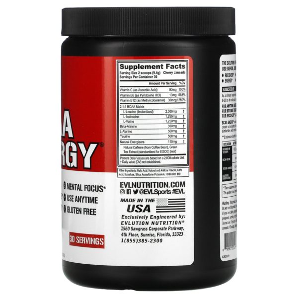EVLution Nutrition, BCAA Energy, Cherry Limeade, 9.95 oz (282 g) - Imagen 2
