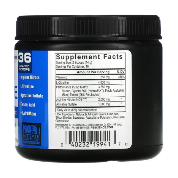 PEScience, High Volume, Supreme Nitric Oxide Matrix, Caffeine Free, Raspberry Lemonade, 8.9 oz (252 g) - Imagen 2