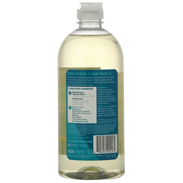 Better Life, Dish It Out, Jabón detergente para platos, naturalmente elimina las grasas, limón y menta, 22 fl oz (651 ml) - Imagen 2