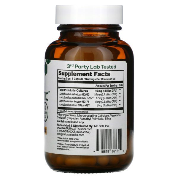 Natural Stacks, Brainbiotic, 6 Billion CFU, 30 Vegetarian Capsules - Imagen 2
