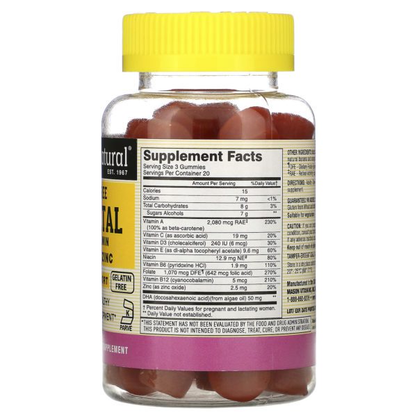 Mason Natural, Prenatal Multivitamin with DHA & Zinc, Sugar-Free, Banana Orange, 60 Gummies - Imagen 2