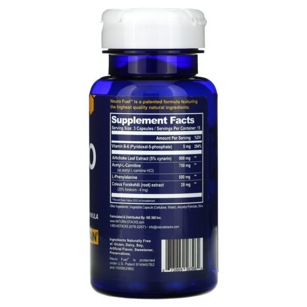 Natural Stacks, Neuro Fuel, 45 Vegetarian Capsules - Imagen 2