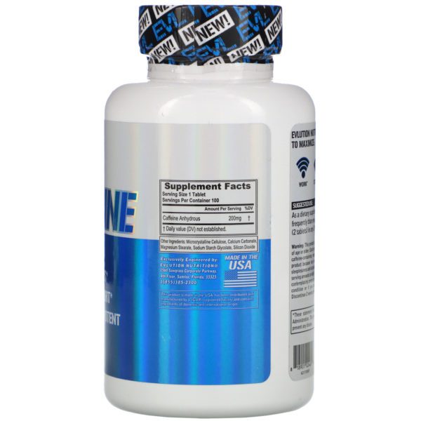 EVLution Nutrition, Caffeine, 200 mg, 100 Tablets - Imagen 2