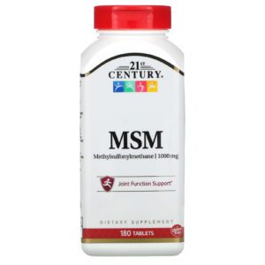 21st Century, MSM-1000 máxima fuerza, 1000 mg, 180 comprimidos